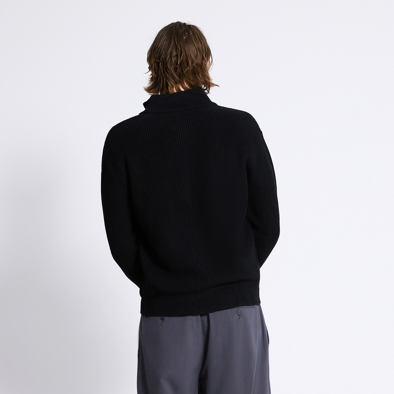Zip knit cardigan "Frippe" Black